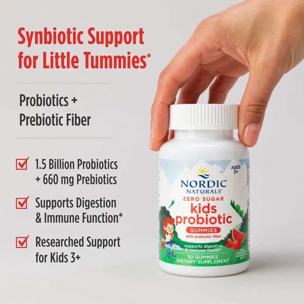 Zero Sugar Kids Probiotic Gummies, 1.5 billion CFU, Strawberry