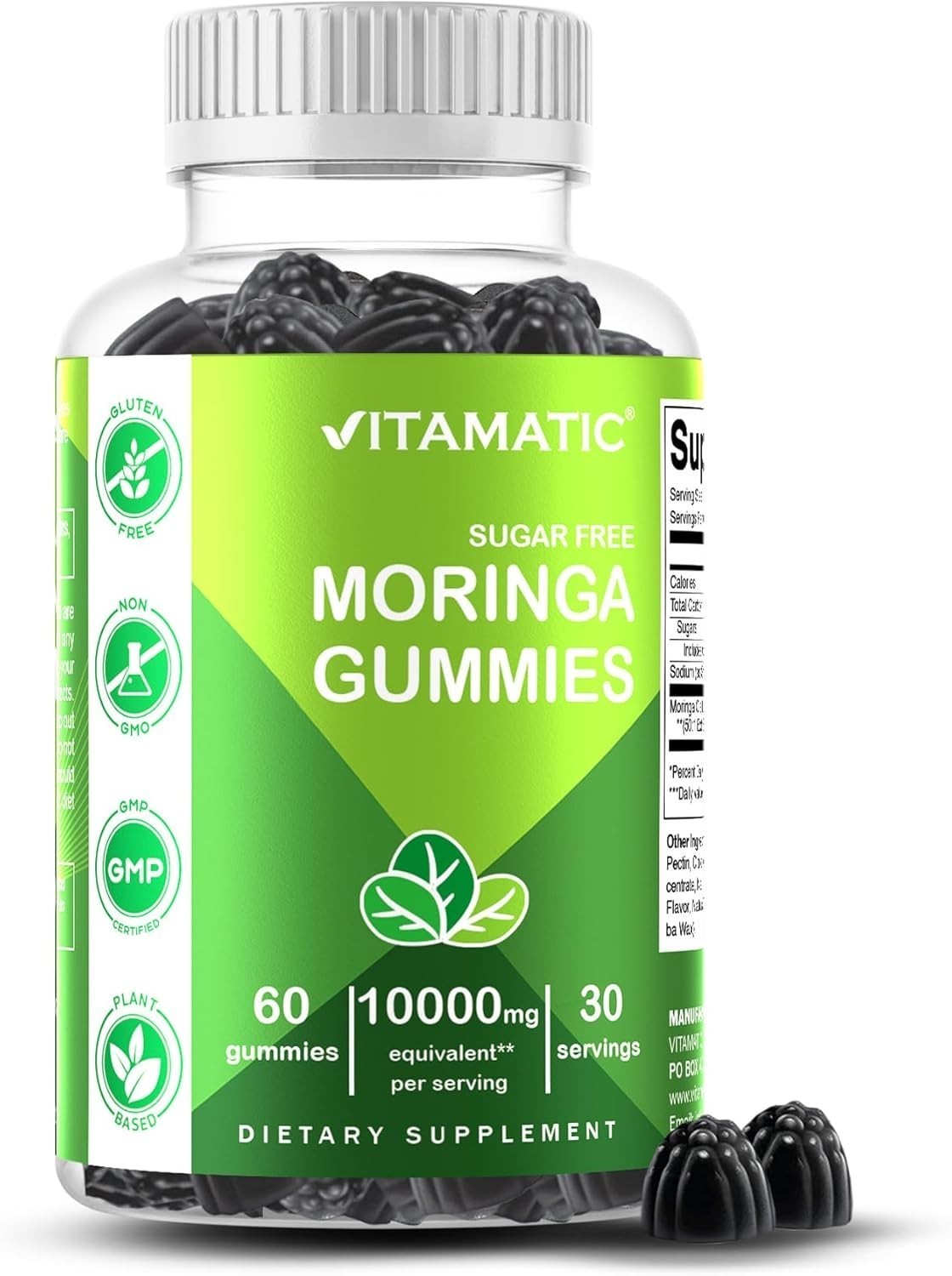 NEW LUXRY Vitamatic Sugar Free Moringa Gummies – 10,000 mg 60 Count (Pack of 1)