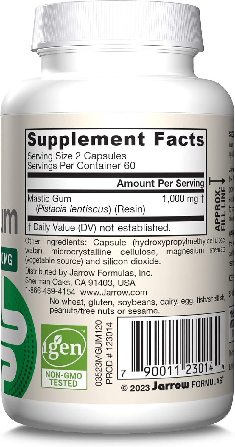 Jarrow Mastic Gum (1000 mg) Gastric Health 120 Veggie Capsules Each (Pack of 2)