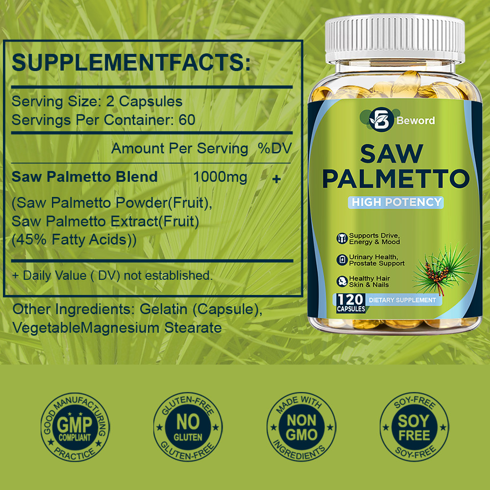 120 Softgels Saw Palmetto Extract 1000mg Prostate Supplement Urinary Men Health