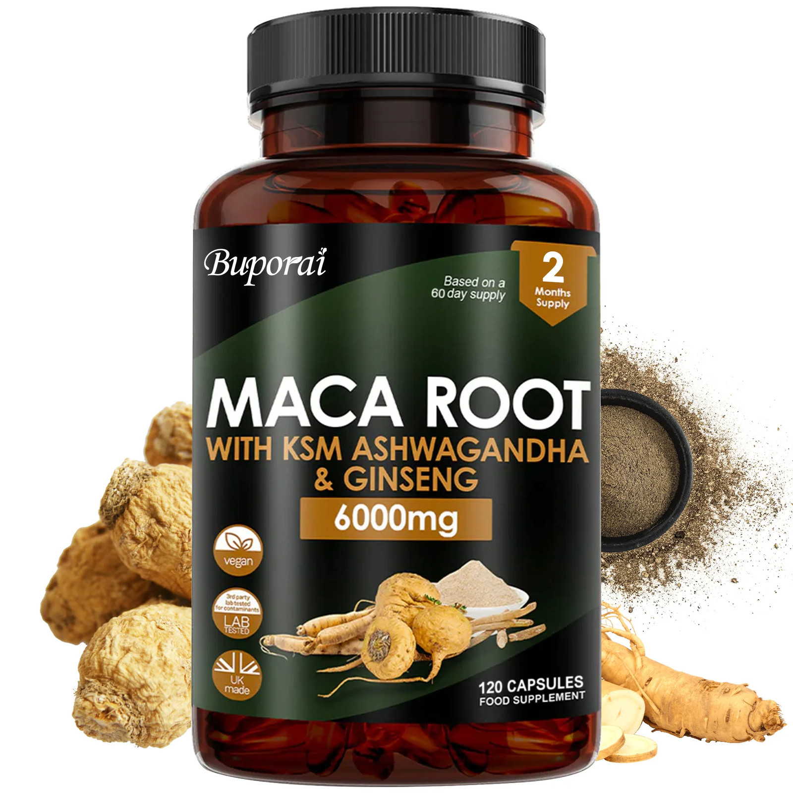 Maca Root 120pcs, Reduce Fatigue, Improve Energy and Vitality, Enhances Memory