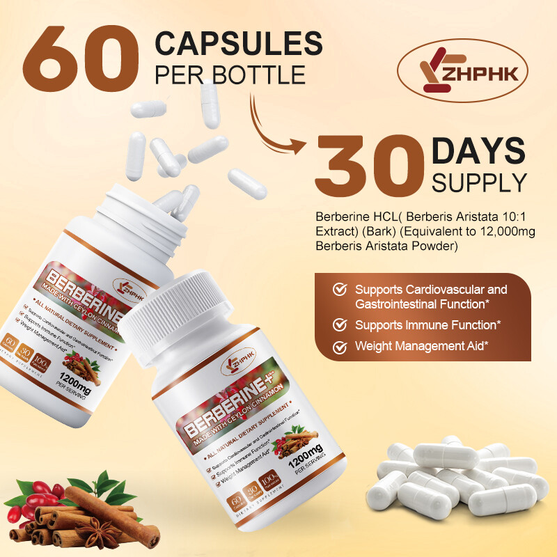 Berberine HCL 10:1 With Ceylon Cinnamon 1200mg Immune Blood Sugar & Heart Health