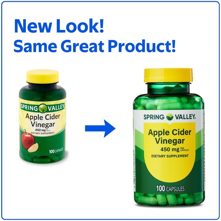 Spring Valley Apple Cider Vinegar Capsules 450 mg, 100 Count