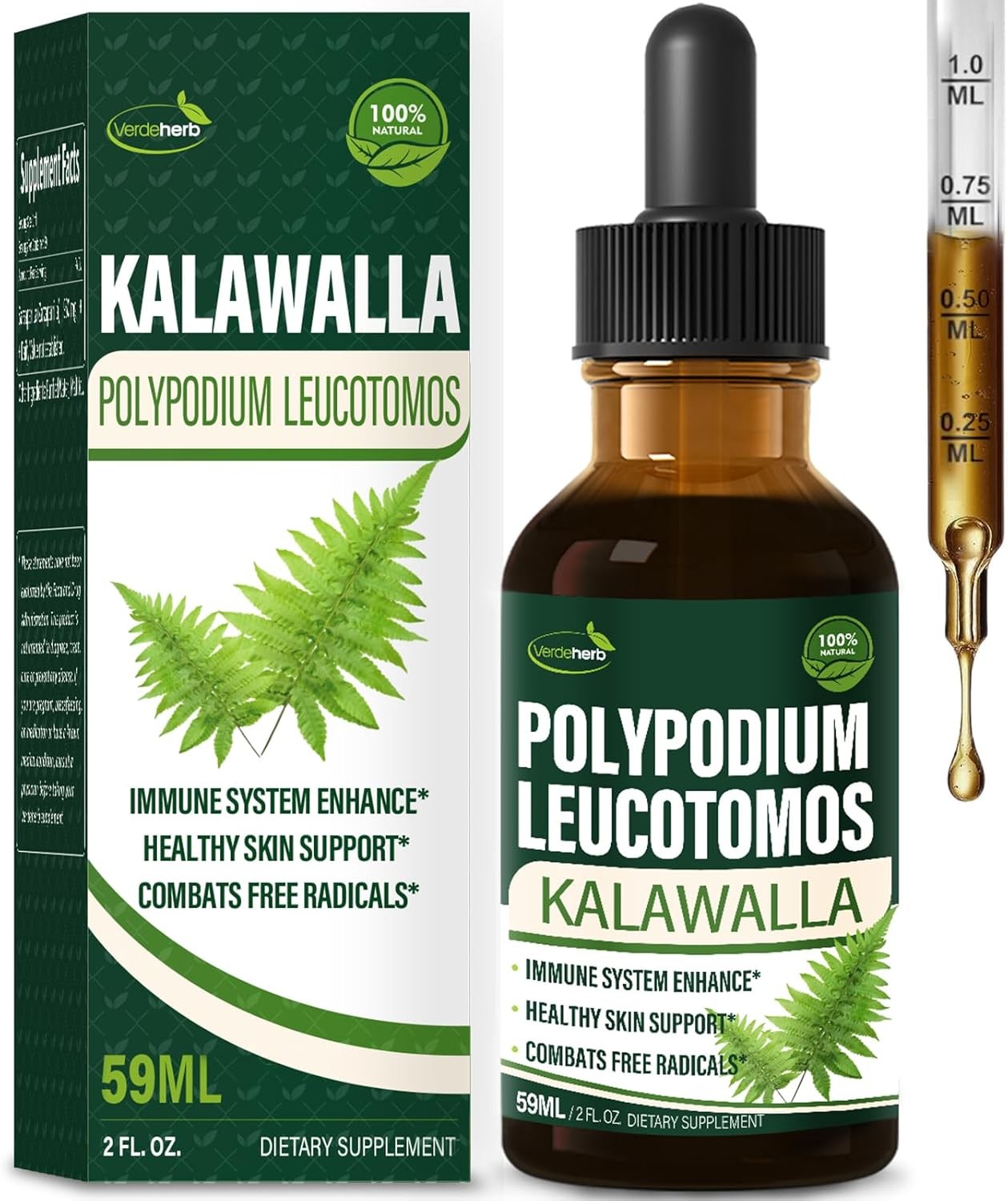 Polypodium leucotomos (Kalawalla Root) Immune Support 2 Fl Oz (Pack of 1)