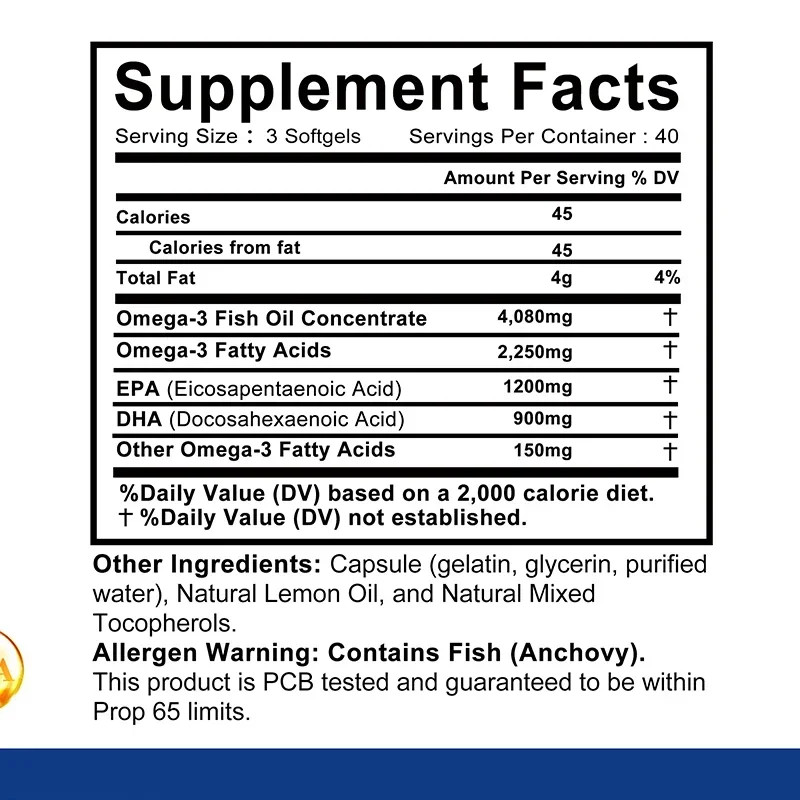 Omega-3 Fish Oil 120pcs – Brain and Heart Health, Boost Immunity, and Slow Aging
