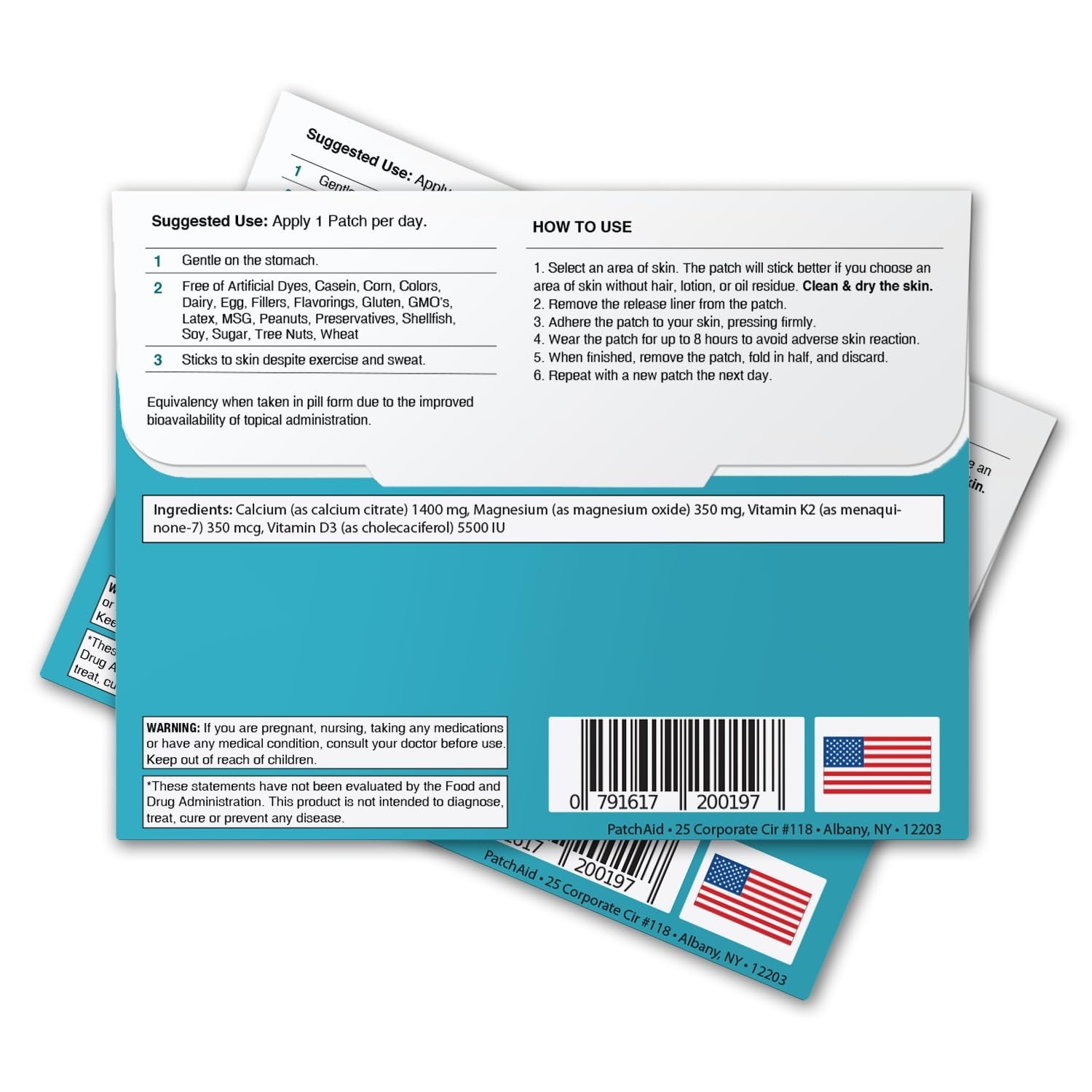 PatchAid D3/Calcium Plus Topical Patch 30-Day Supply 30 Count (Pack of 1)