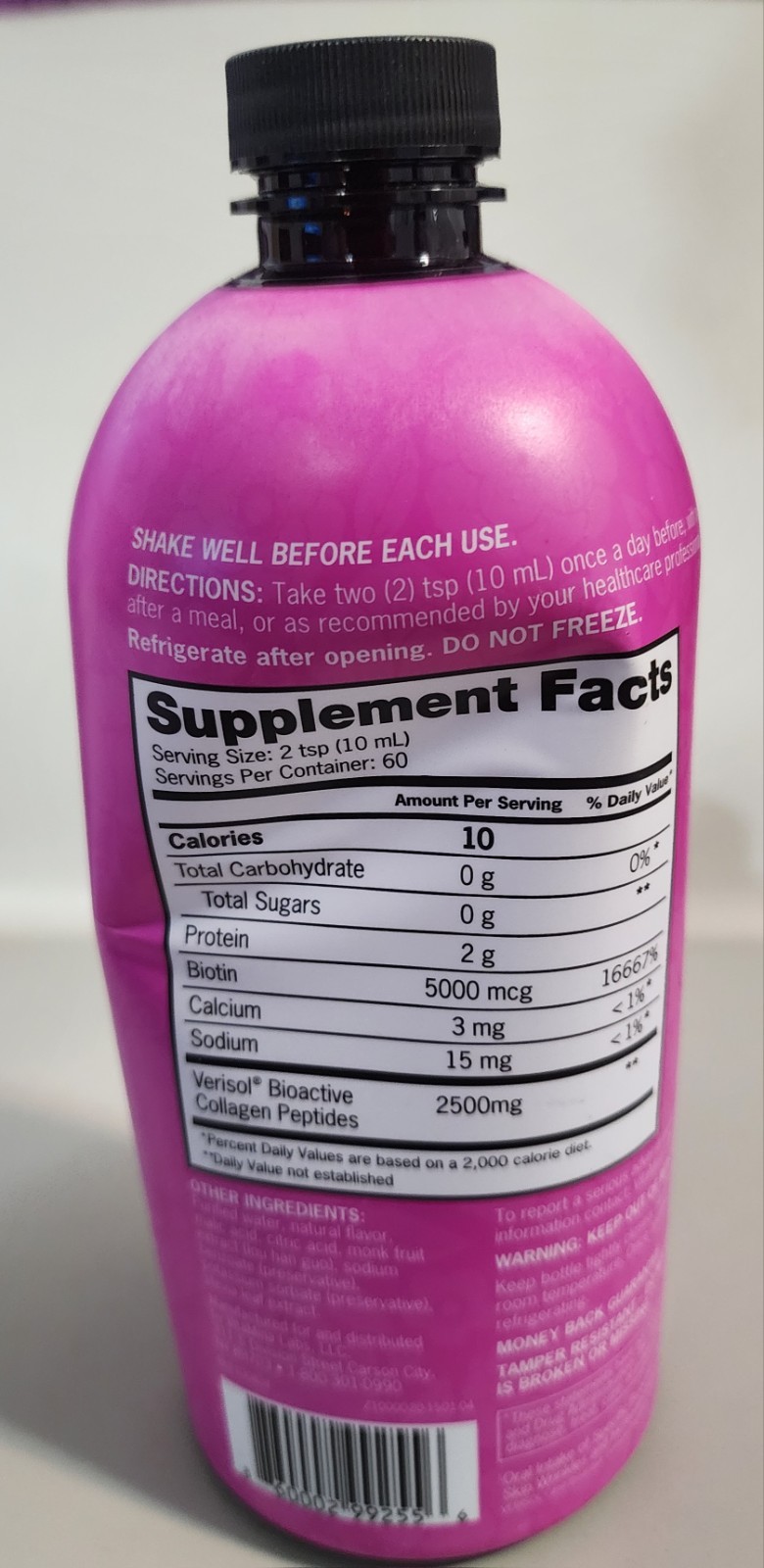 Zena Nutrition Liquid Collagen + Biotin 600mL, 20 oz 60 Servings Exp 06/2027