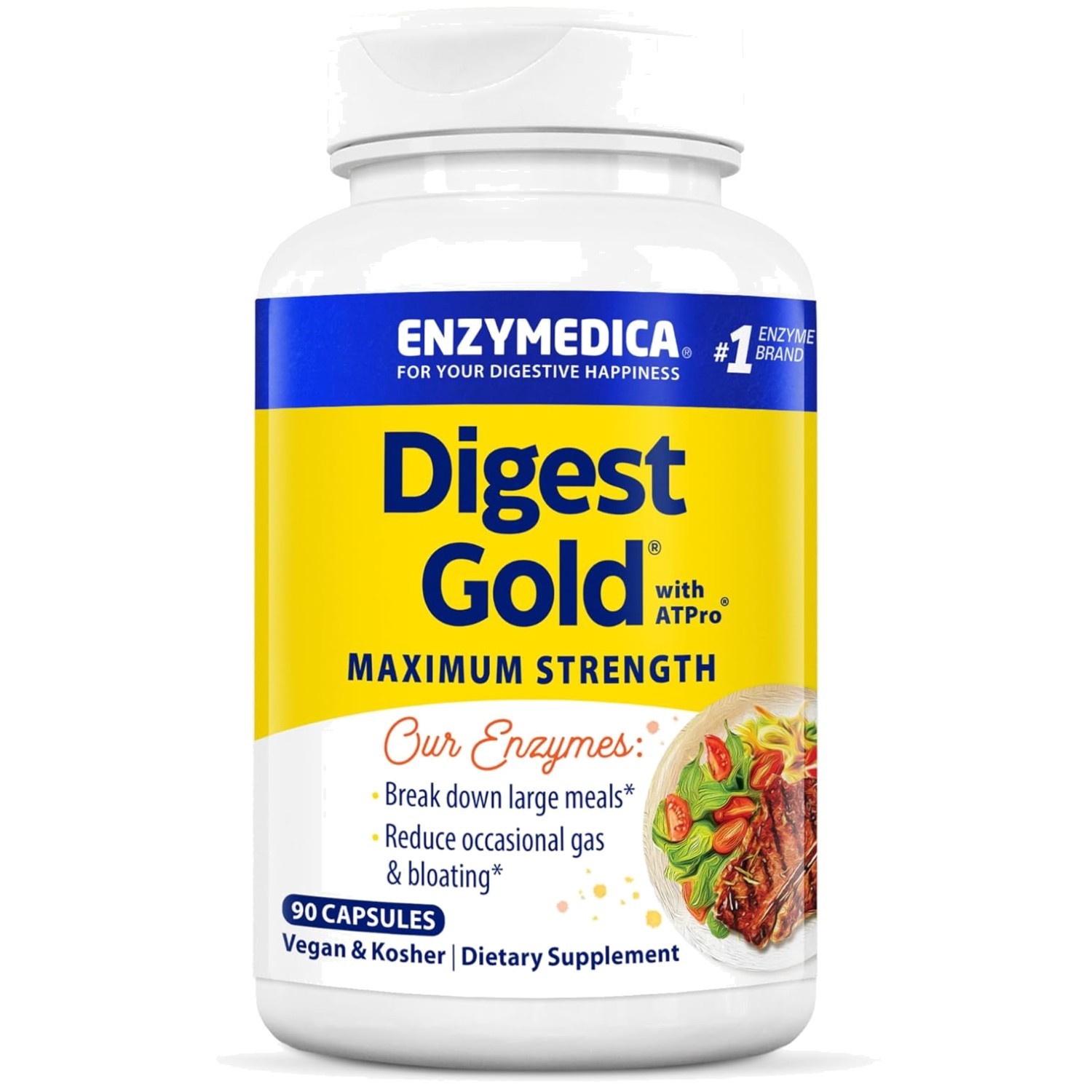 Unflavored Digest Gold + ATPro – 90 Capsules for Smooth Digestion & Energy