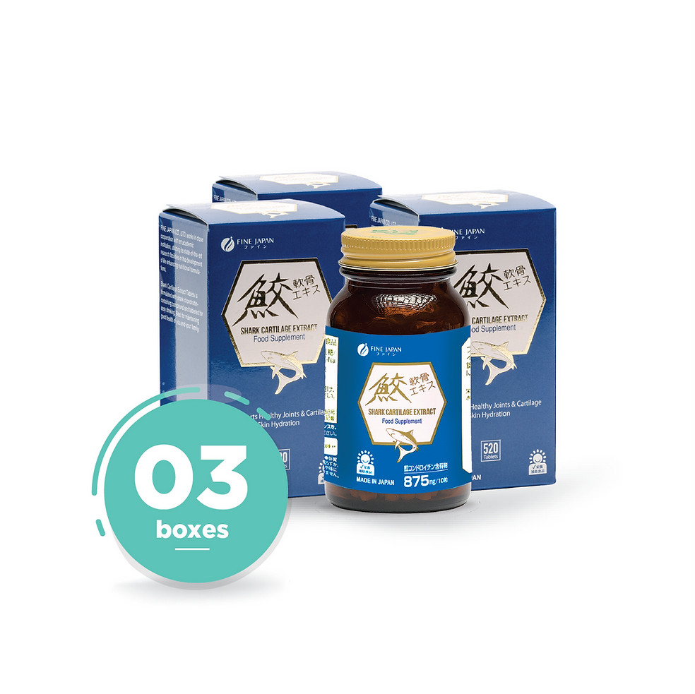 FINE JAPAN Shark Cartilage with Calcium, Protein for Joint Health [3 Boxes]