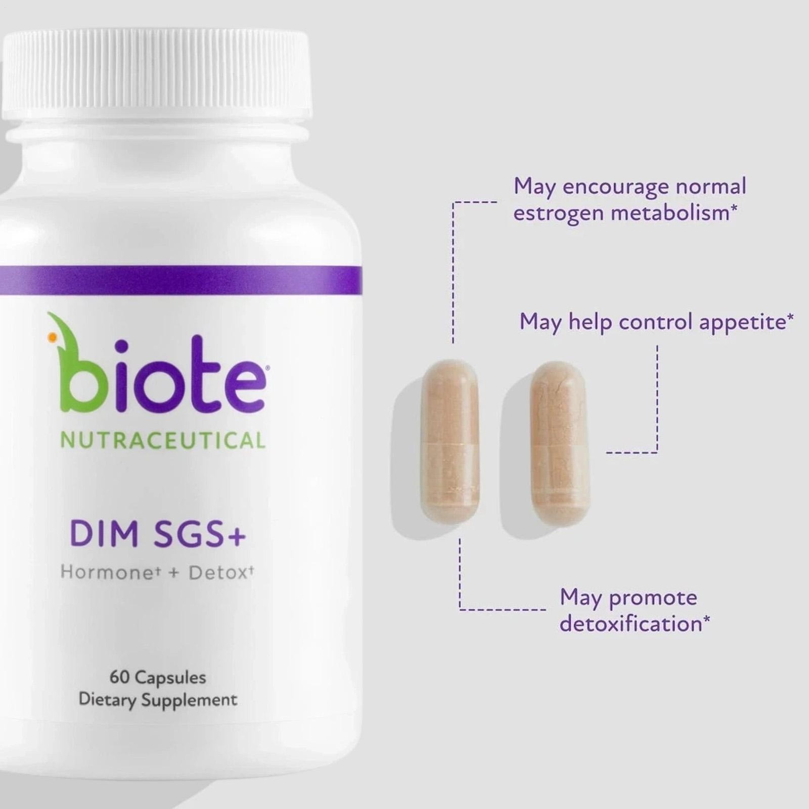 Nutraceutical Biote – DIM SGS + , + Detox Supplemen 60 Capsules ( 1 – 3 PACK )