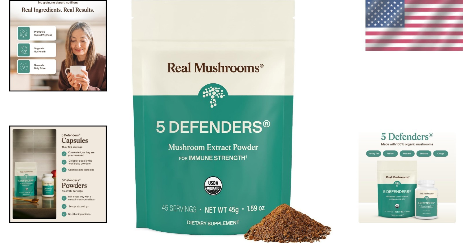 Functional Mushroom Extract – Gluten-Free Immune Support Powder, 1.58 Ounce