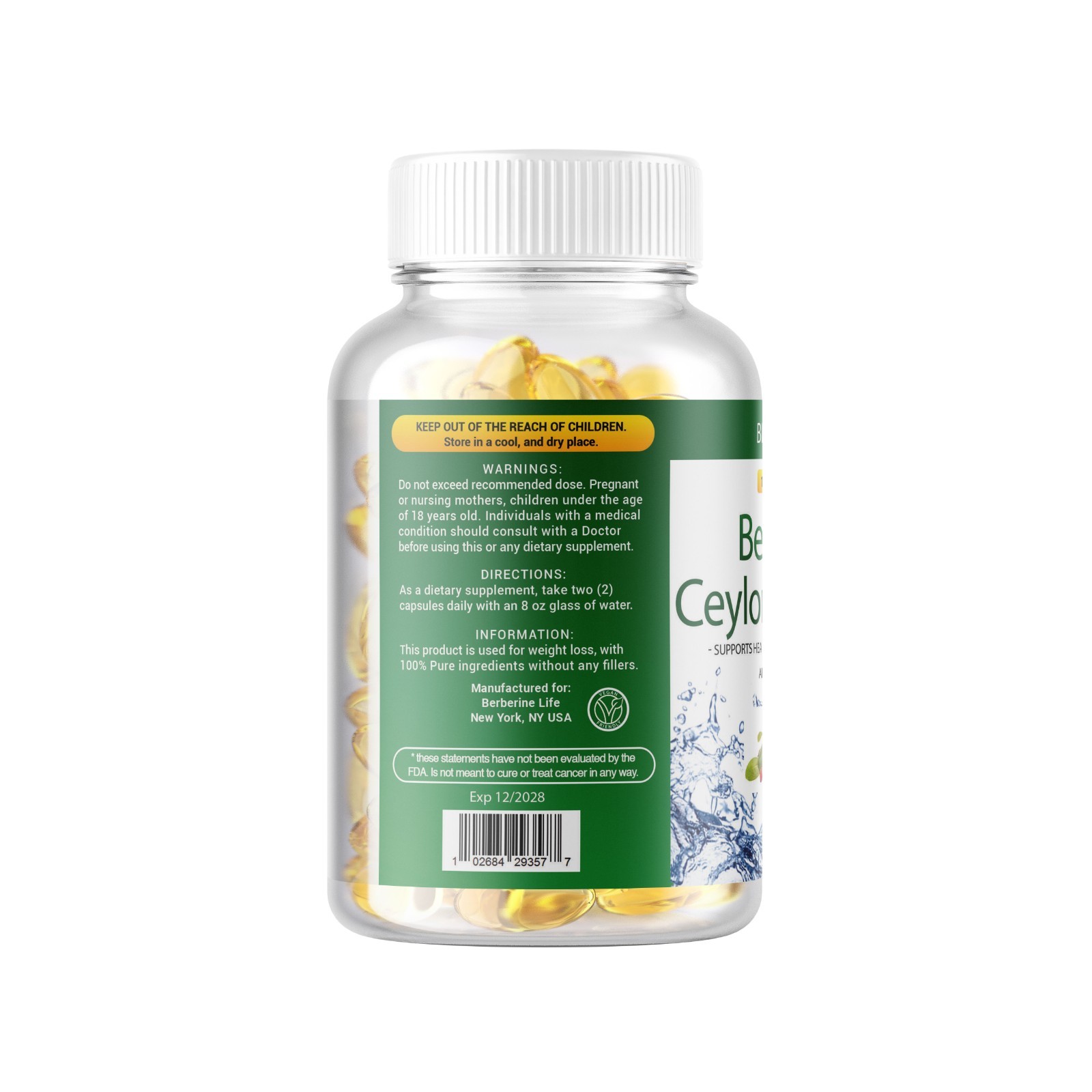 2 Packs Berberine 1200mg High Abosorption 240 Blood Sugar Immune 4 Months Supply