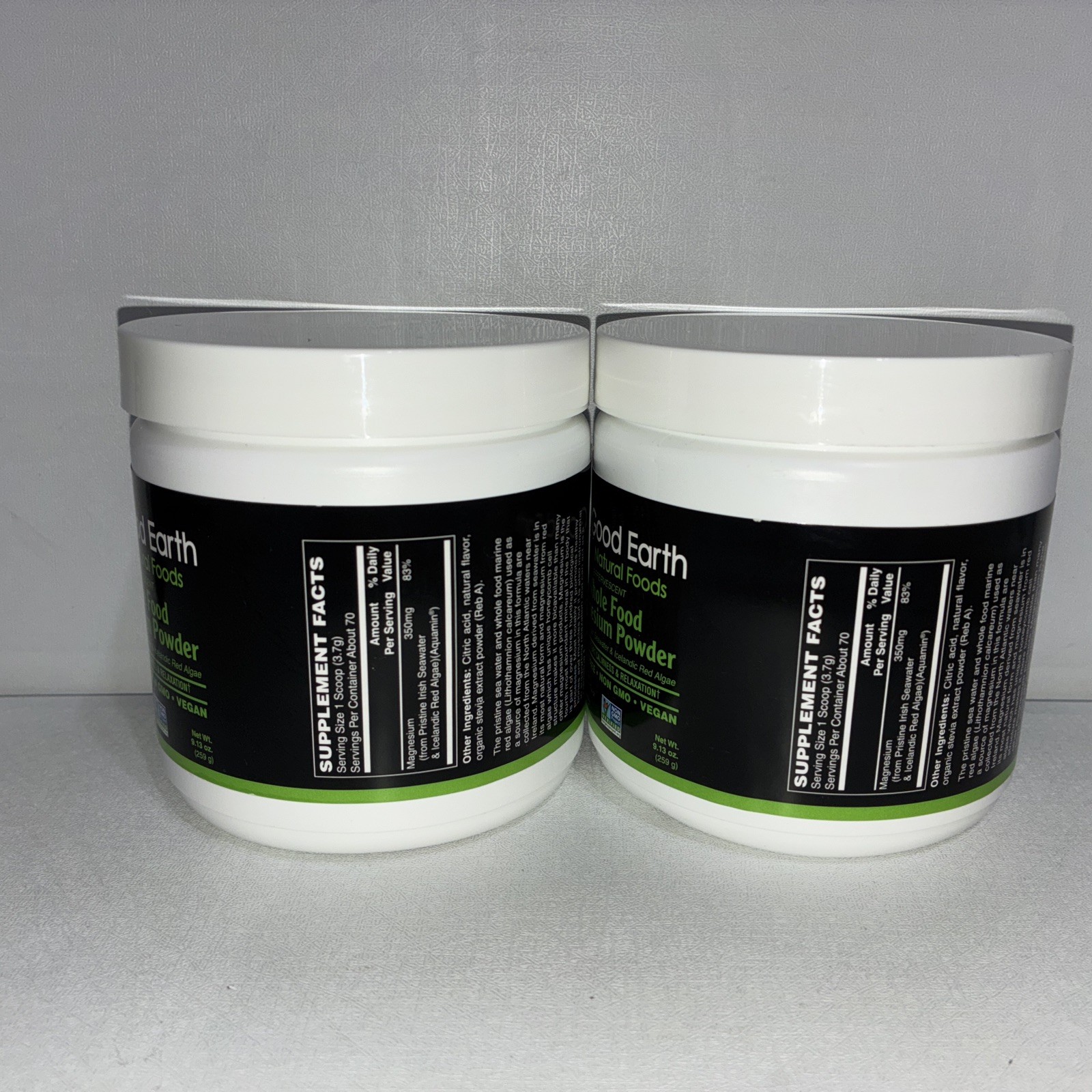 Lot Of 2- Whole Food Magnesium Powder, 9.13 Ounces : Lemon Flavor / Exp 04/2028