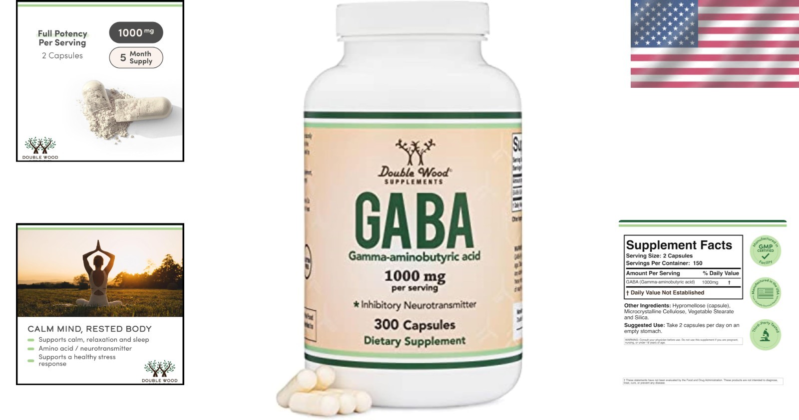 GABA Supplement (300 Capsules, 1,000mg per 300 Count (Pack of 1), Red