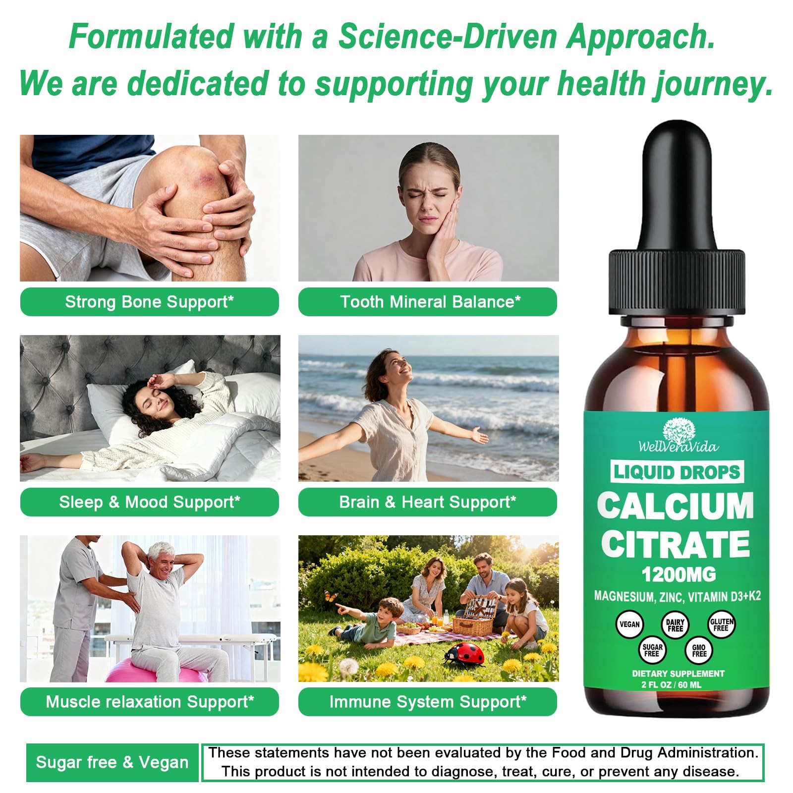 Calcium 1200 mg with Vitamin D3, Citrate 2 Fl Oz (Pack of 1)