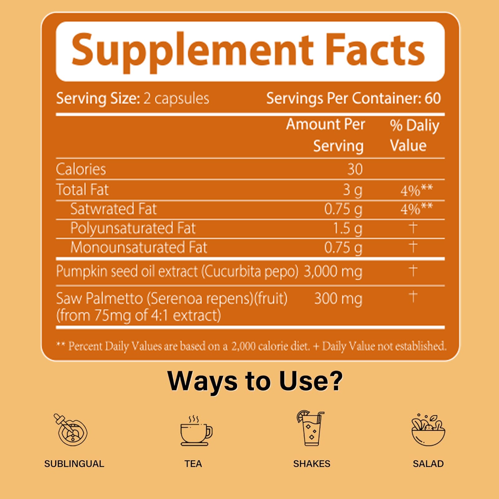 Pumpkin Seed Oil Capsules with Saw Palmetto 3000mg | 120 Softgels | Cold Pressed
