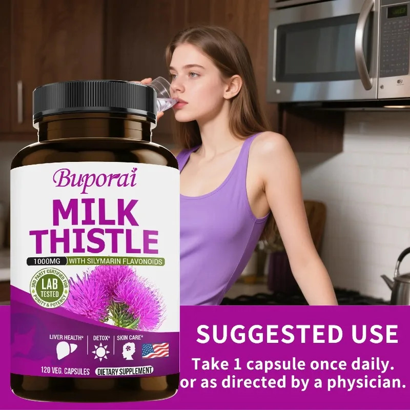 Milk Thistle 120pcs,Supports Cellular Energy,Liver Cleansing and Repair,Vitality