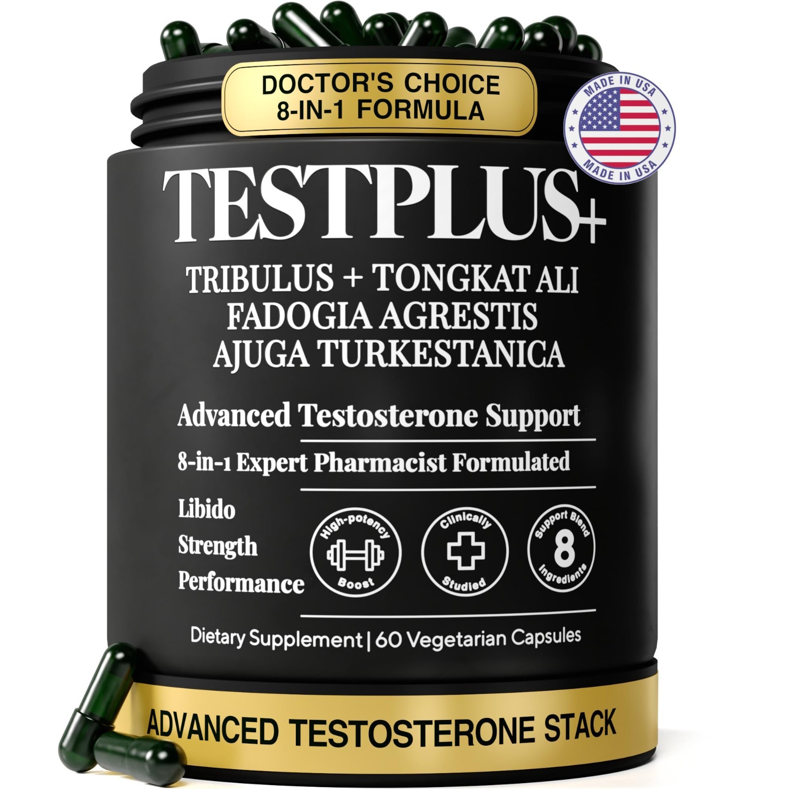 Testosterone Booster 1450mg 8-in-1 | Energy, Strength, Focus & Vitality Support