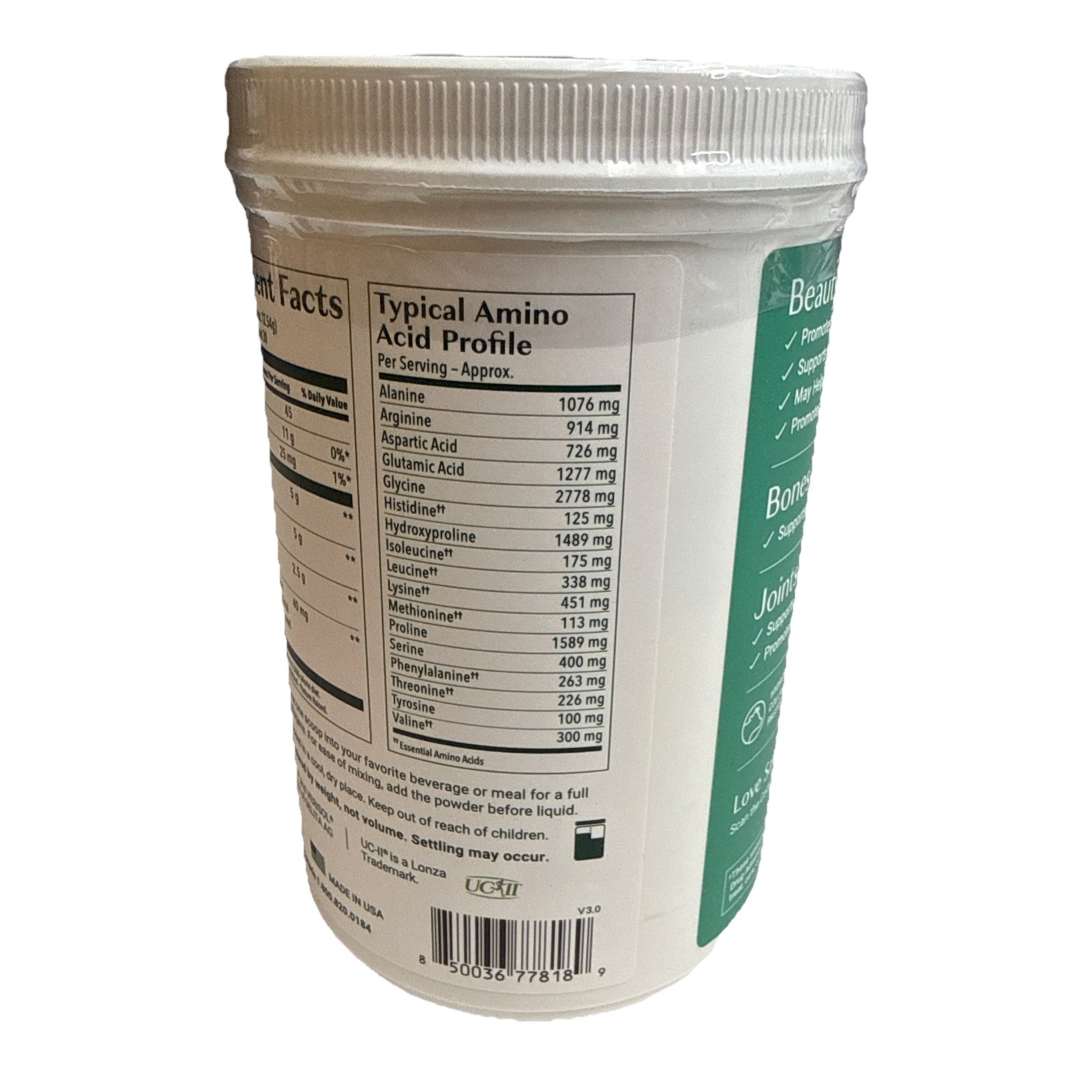 Collagen: 4 Clinically-Supported Peptides VERISOL®, FORTIGEL®, UC-II®, FORTIBONE