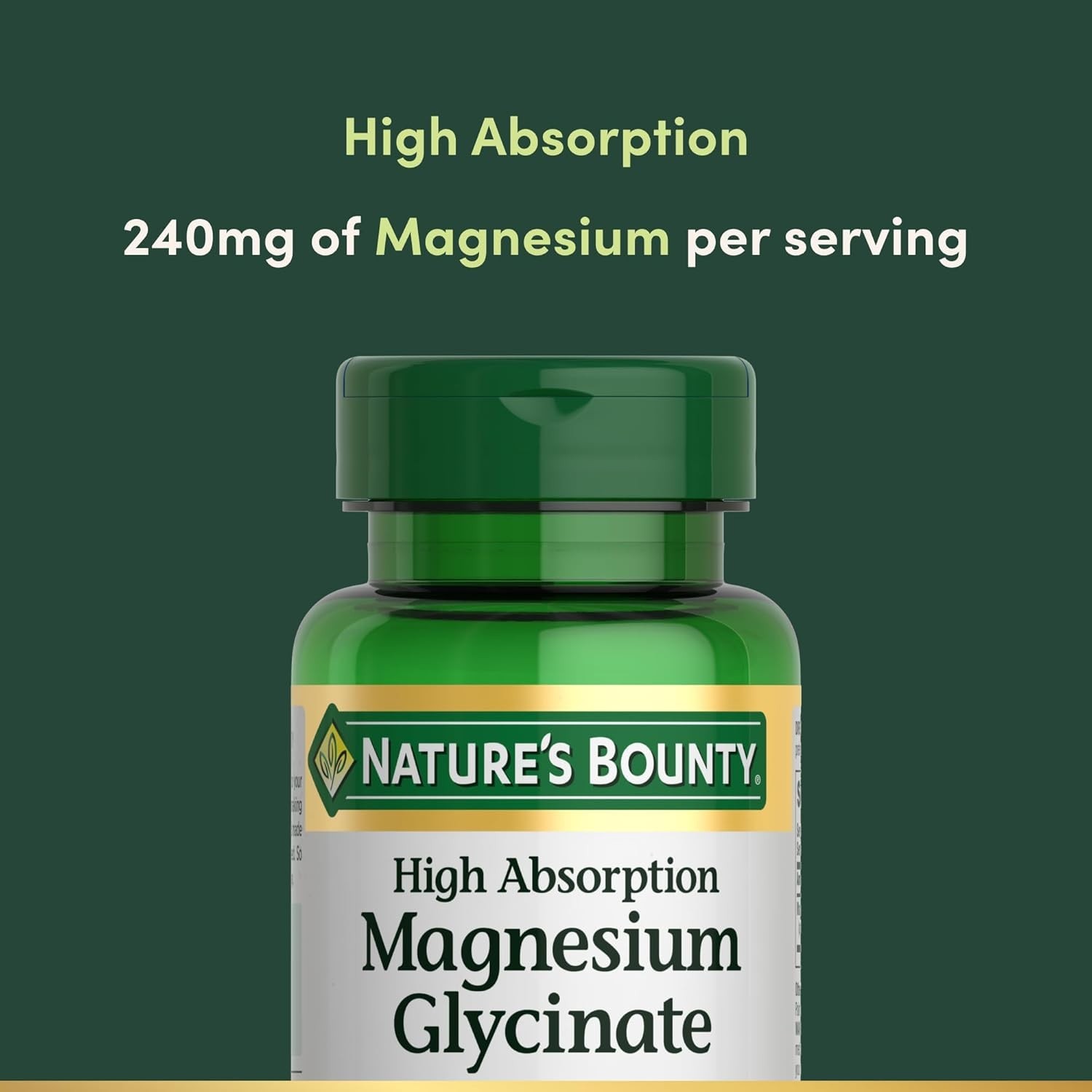 Nature’s Bounty High Absorption Magnesium Glycinate 240 mg, 120 Capsules