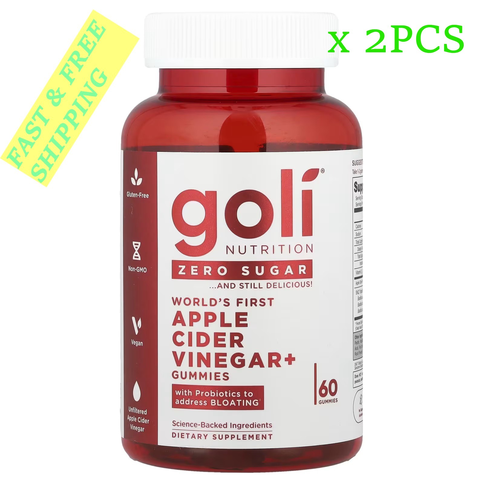 1-3PCS Goli Nutrition, World’s First Apple Cider Vinegar+ Gummies , 60 Gummies**