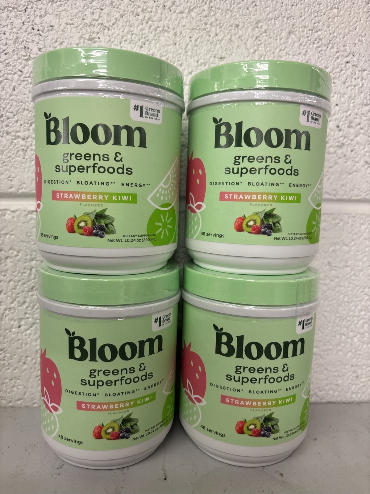 4pk Bloom Nutrition Greens & Superfoods Powder 10.24 Oz EA Strawberry Kiwi 11/26