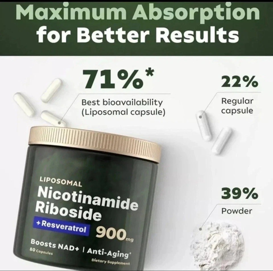 NEW Reus Research NAD+ Nicotinamide Riboside Resveratrol Anti-Aging Supplement