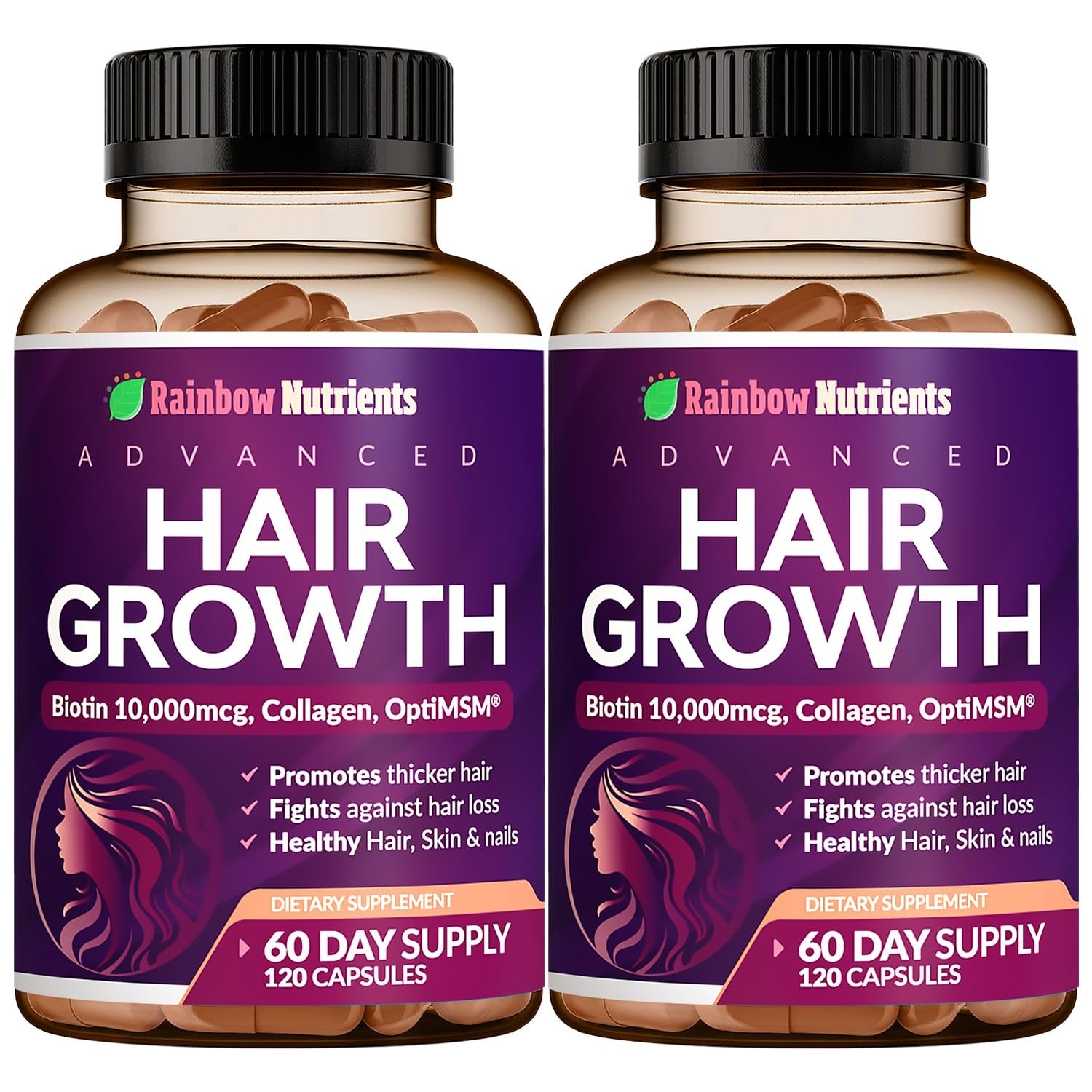 (2 Pack) Hair Growth Vitamins for Women | Biotin 10,000mcg, Collagen, Patente…