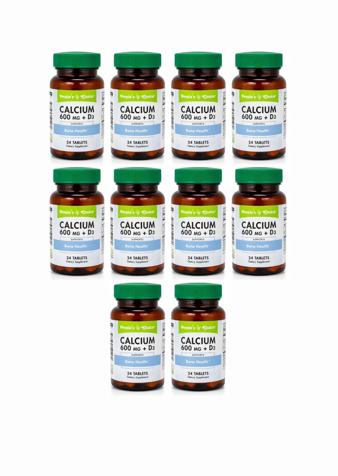 People’s Choice Calcium 600mg + D3 24 Tablets 10 Pack Bone Health Support
