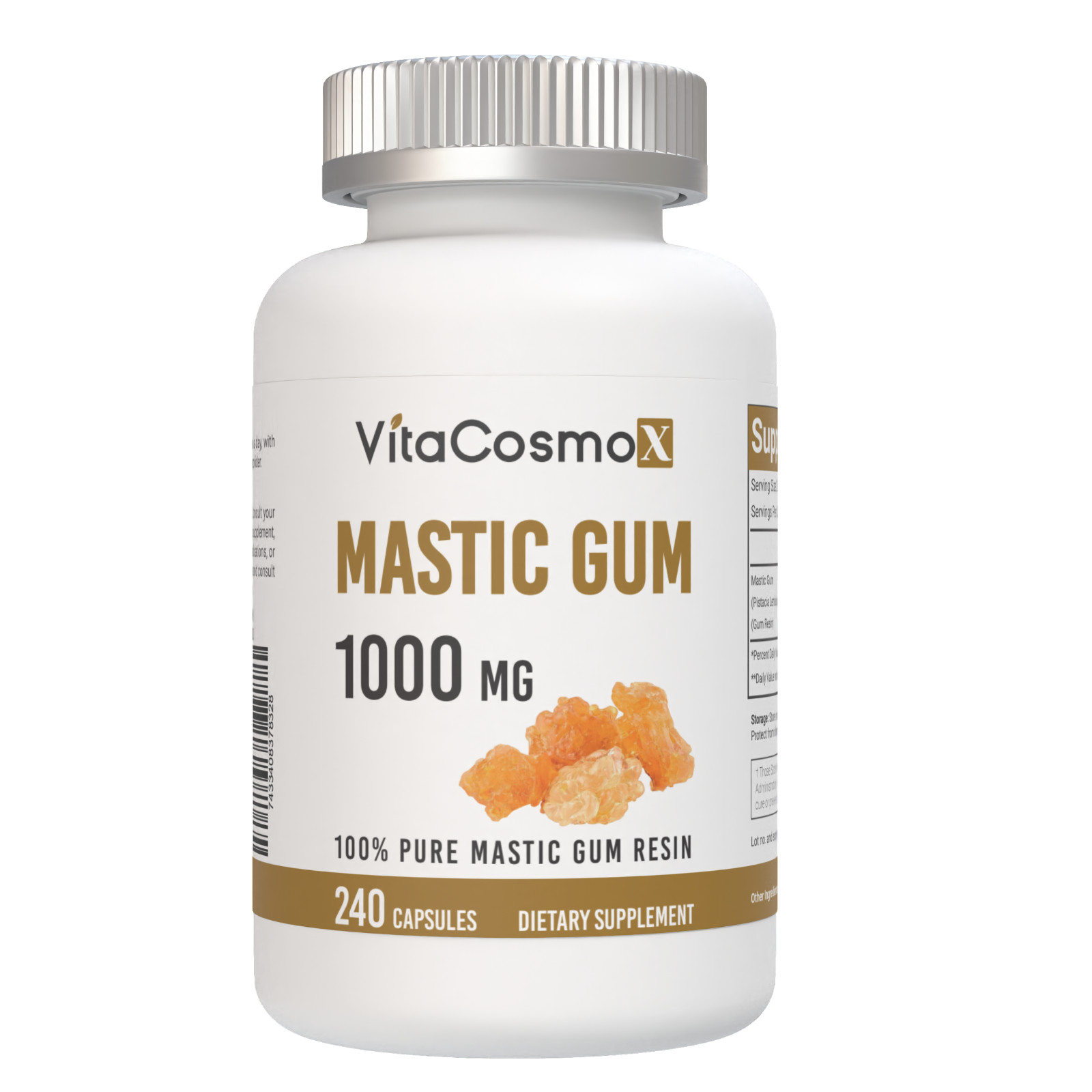 VitaCosmoX Mastic Gum 1000mg 240 Capsules | Non-GMO & Gluten Free