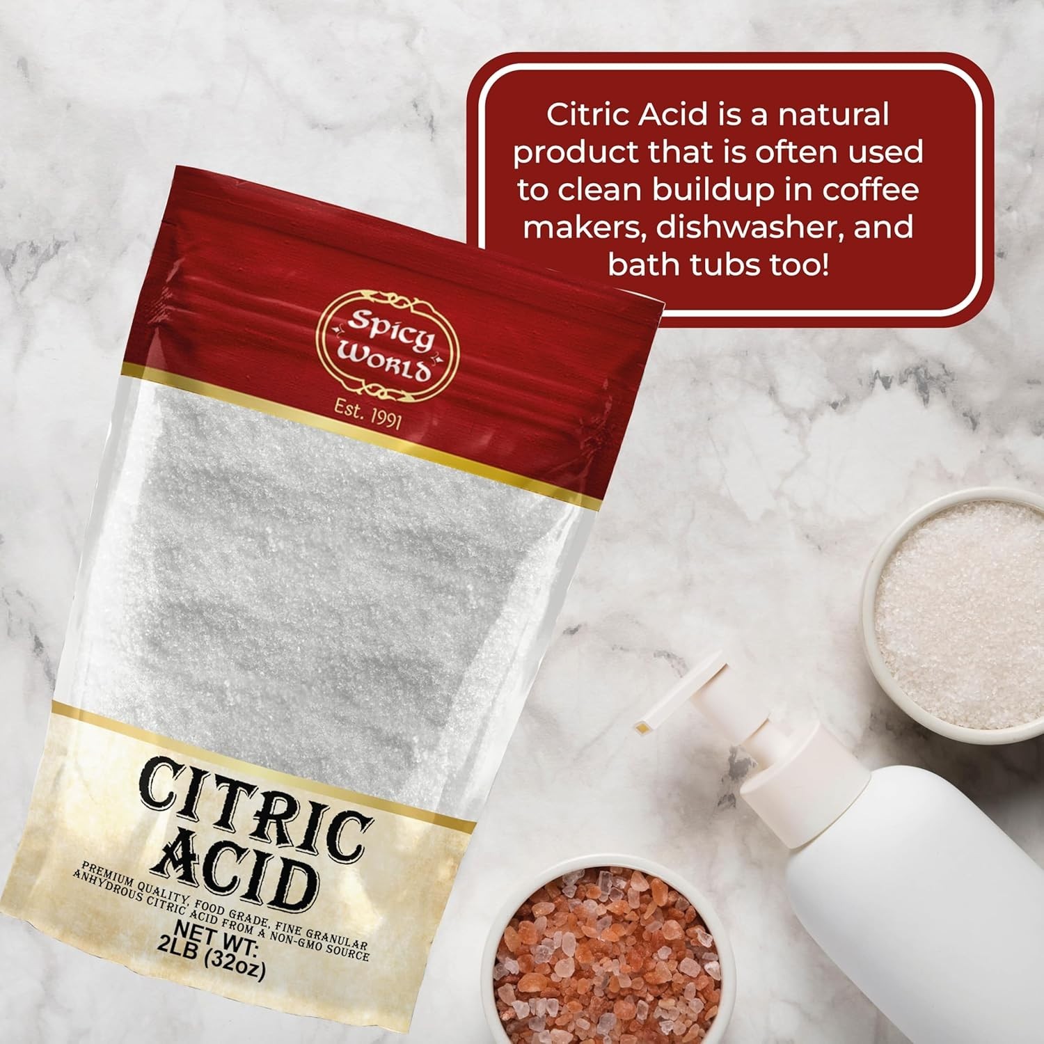 Citric Acid Powder 2 LB 100% Pure Food Grade Non GMO Fine Granular