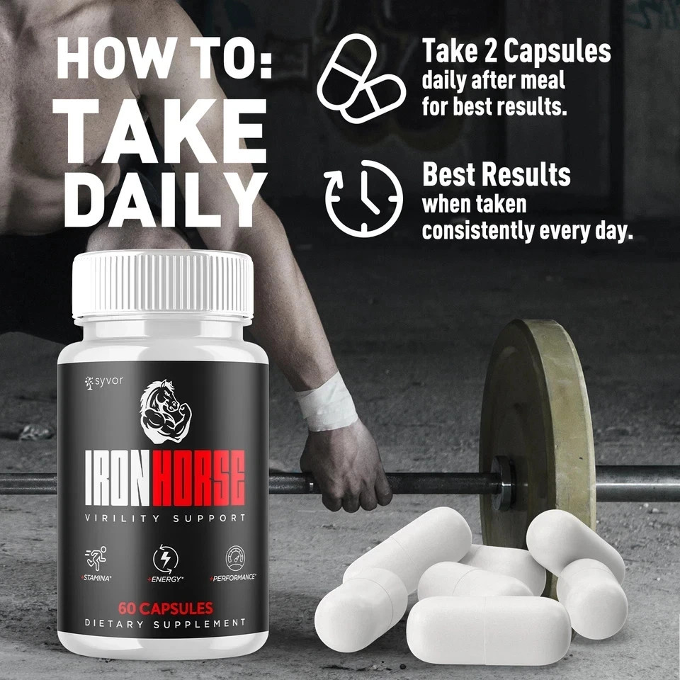 (1 Pack) Iron Horse for Men Advanced Formula Vitamin Max Supplement 60 Capsules.
