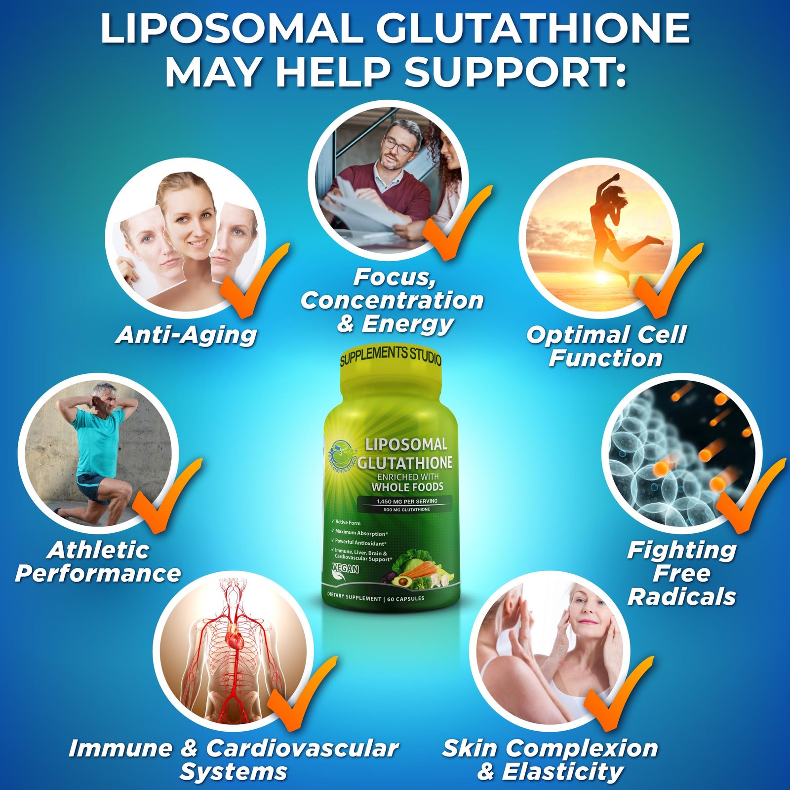 Liposomal Glutathione 500mg Active Form L Glutathione Reduced for Maximum Ab…