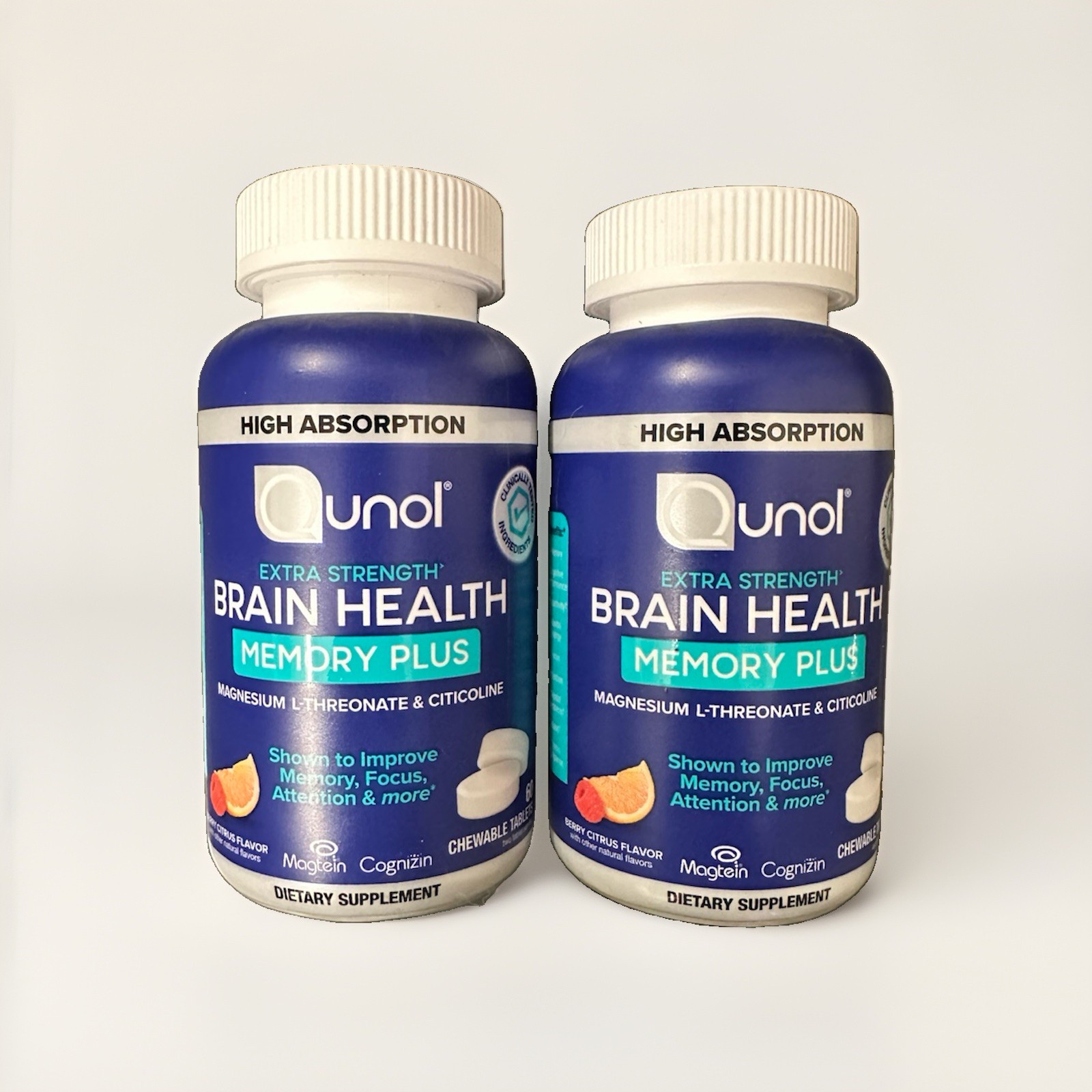 QUNOL EXTRA STRENGTH BRAIN HEALTH MEMORY PLUS 60ct CHEWTABS Exp:2/28+ (lot Of 2)