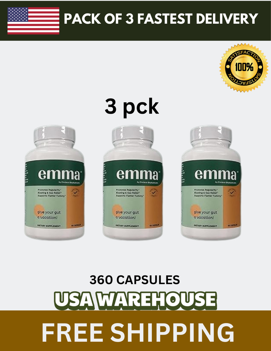 3 Pack Emma Gut Health Supplement 180 Capsules for Bloating Relief & Leaky Gut