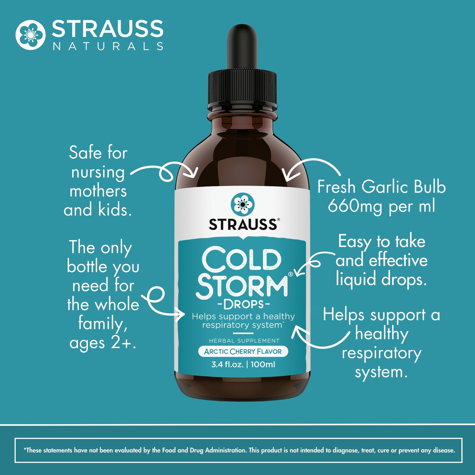 Strauss Naturals Immune Support Coldstorm Drops 3.4 fl oz – Immune & Respirat…