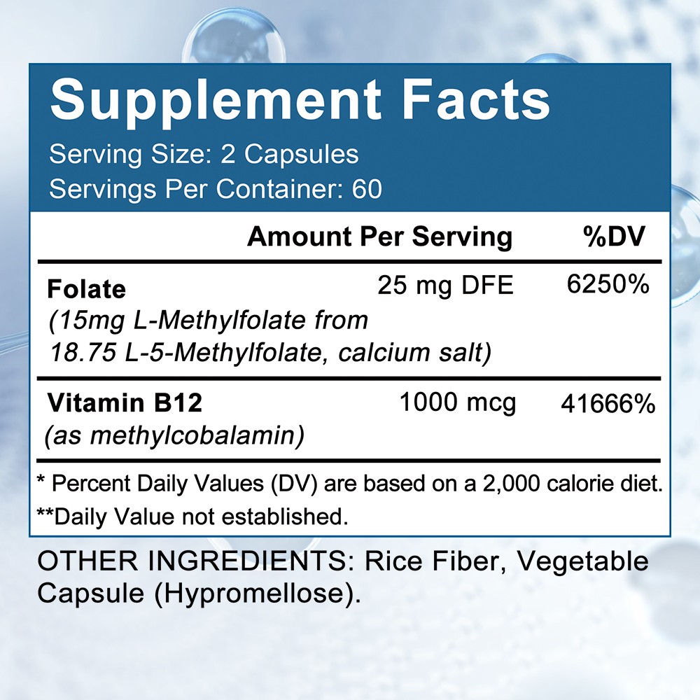 StressXcel L-Methylfolate 15mg, 30/60/120 Caps (5-Methylfolate) – Vegan, Non-GMO