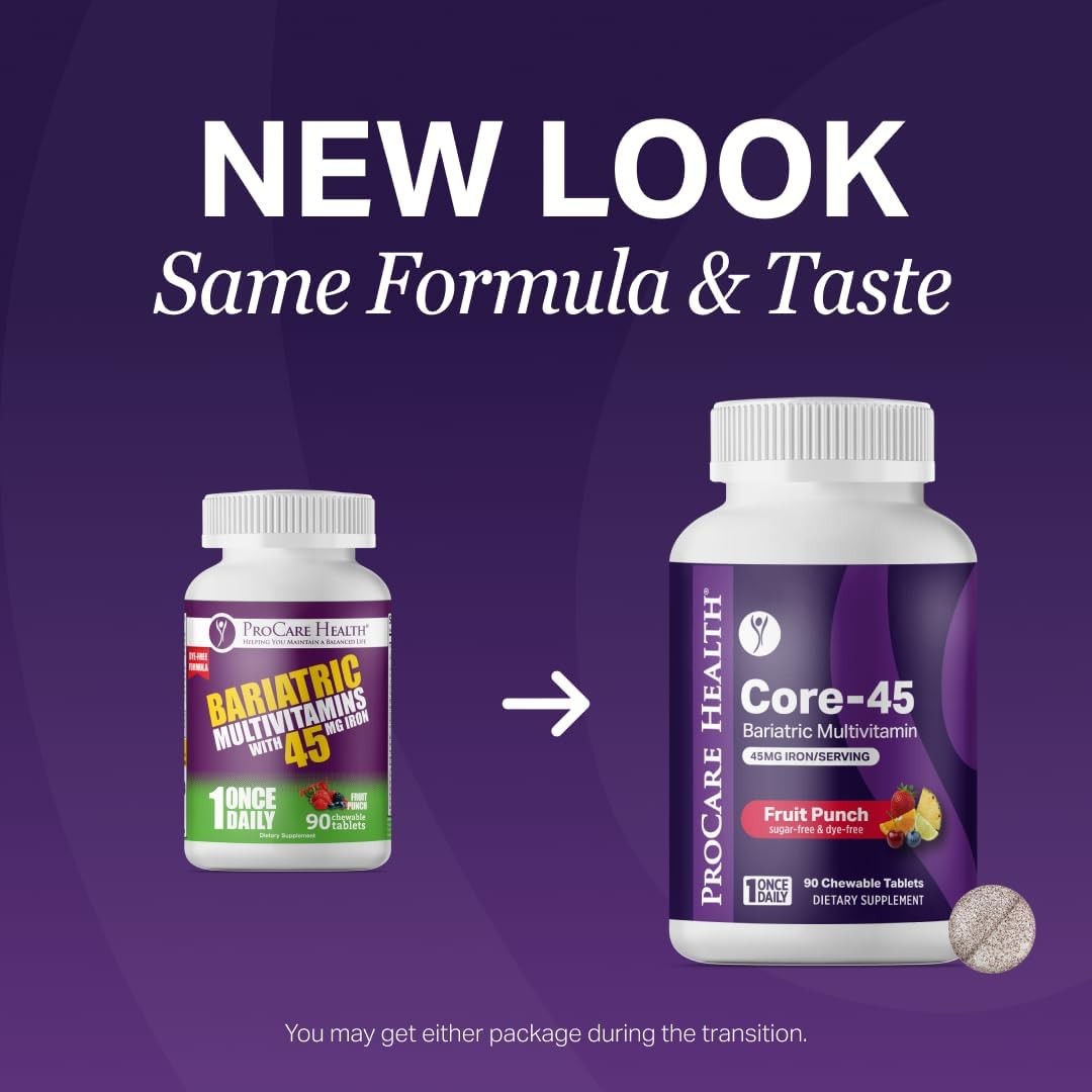 ProCare Health “1 per Day!” Bariatric MultiVitamin with 45mg Iron – Fruit Punch