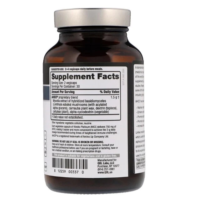 Quality Of Life Kinoko Platinum AHCC 750 Mg – 60 Veggie Capsules