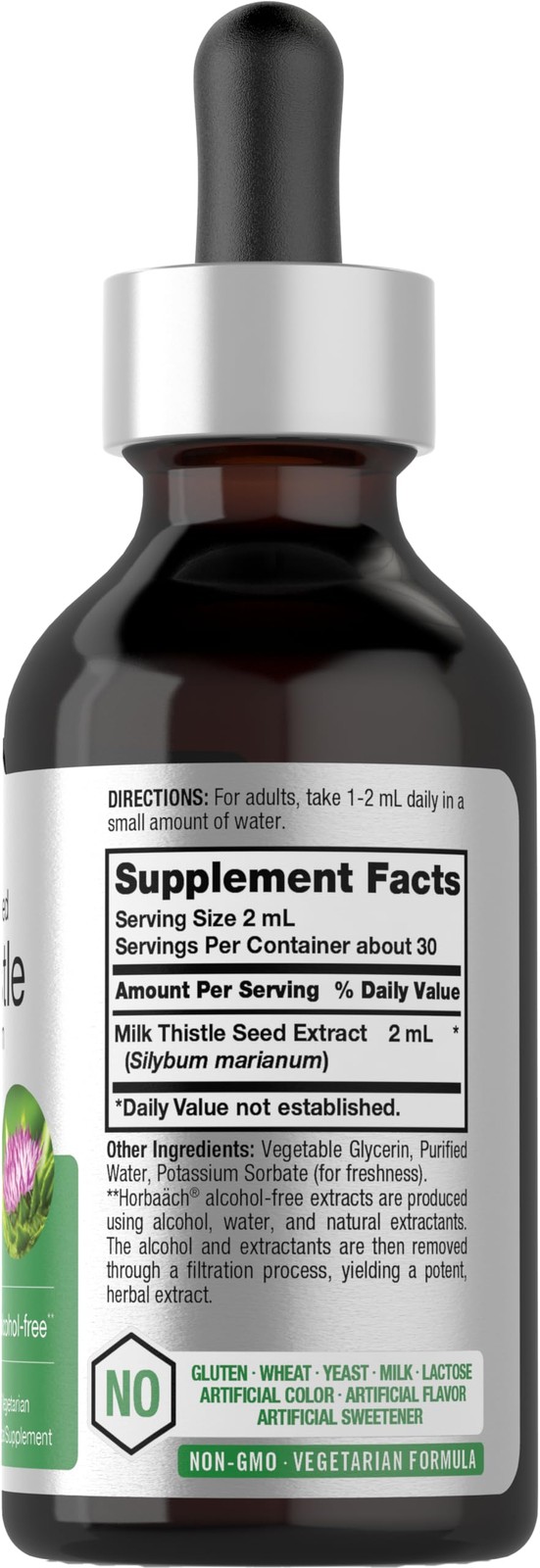 Horbäach Milk Thistle Extract Liquid | 2 fl oz | Alcohol 2 Fl Oz (Pack of 1)
