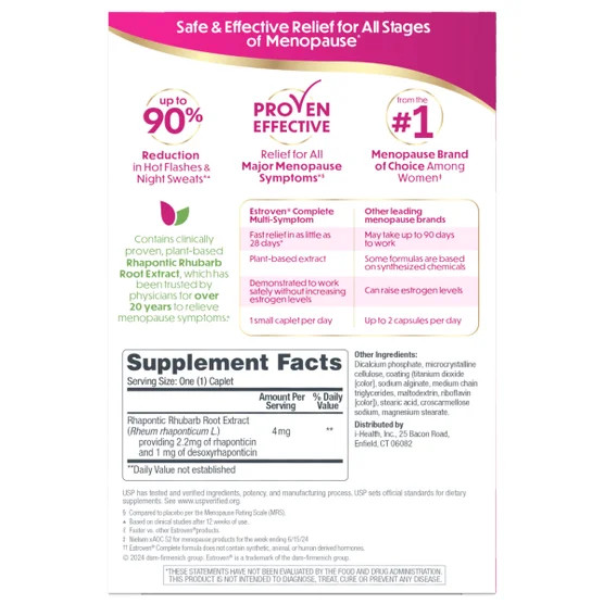 NEW! Estroven Complete Multi-Symptom Menopause Relief, 84 Caplets, EXP 01/2028+