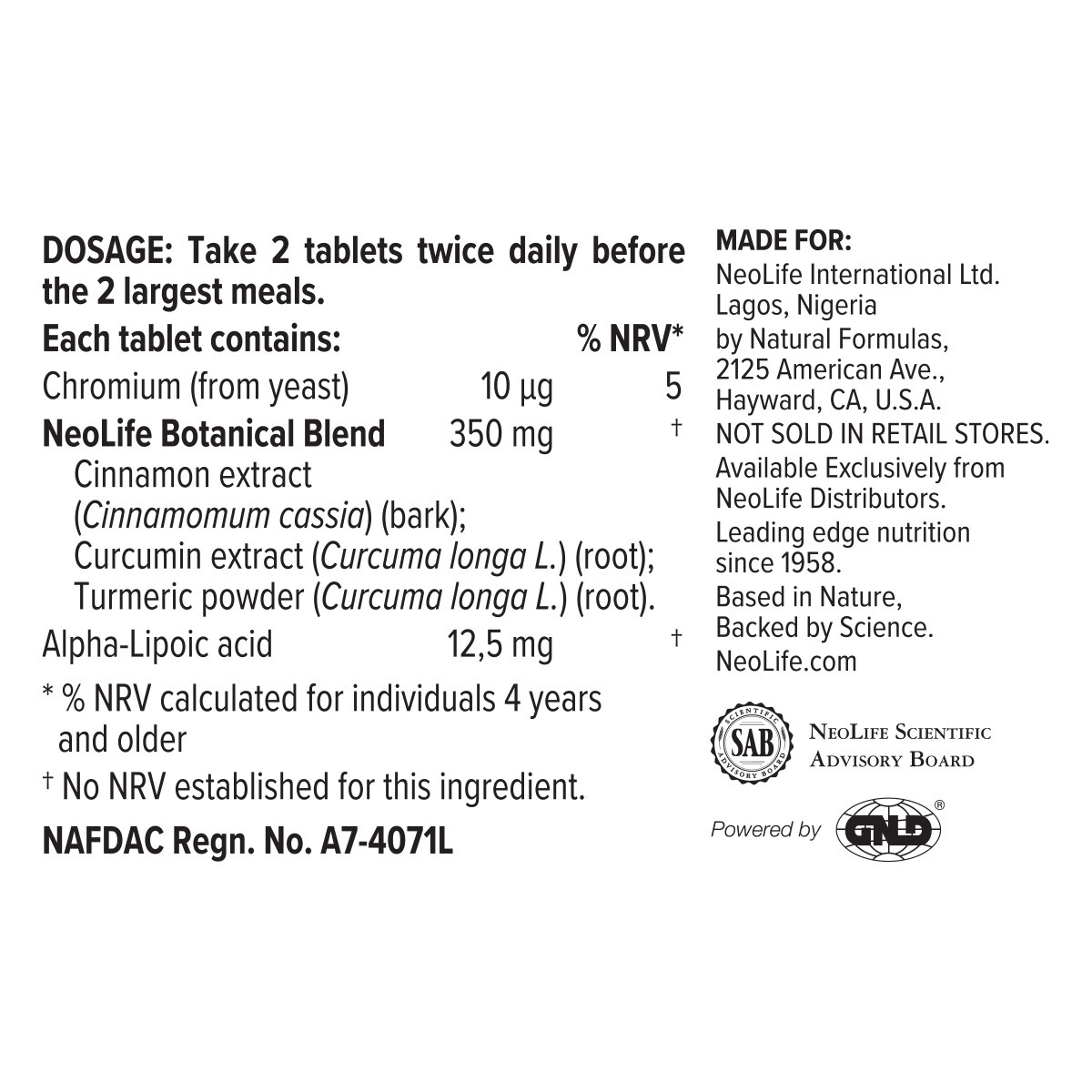 Neolife Botanical Healthy Balance Diabetic Sugar Level Management