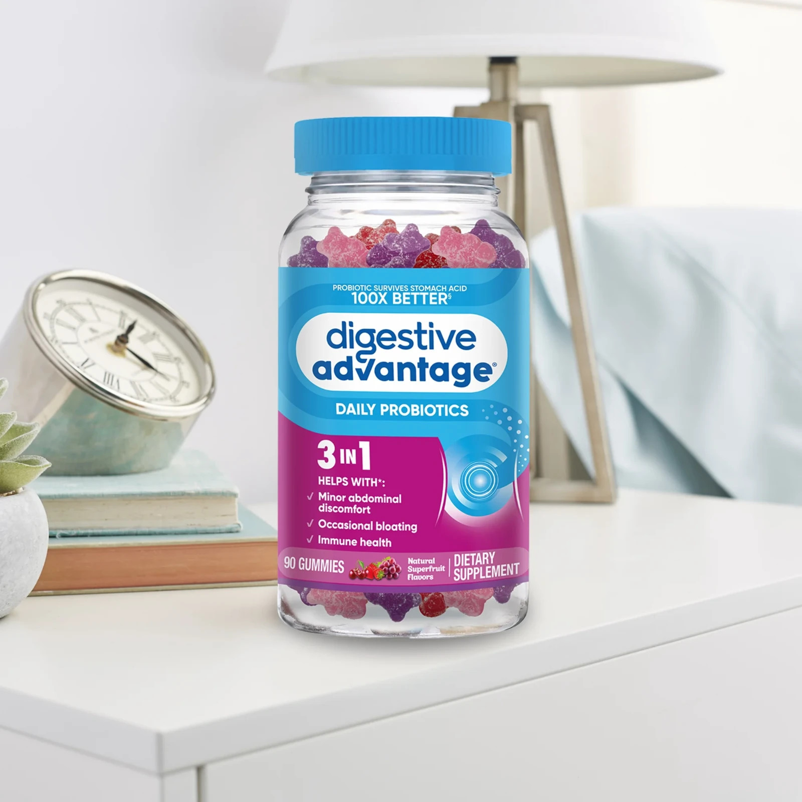 Pack of 2 Digestive Advantage Daily Probiotics 3 in 1 90 Gummies Exp 9/2026