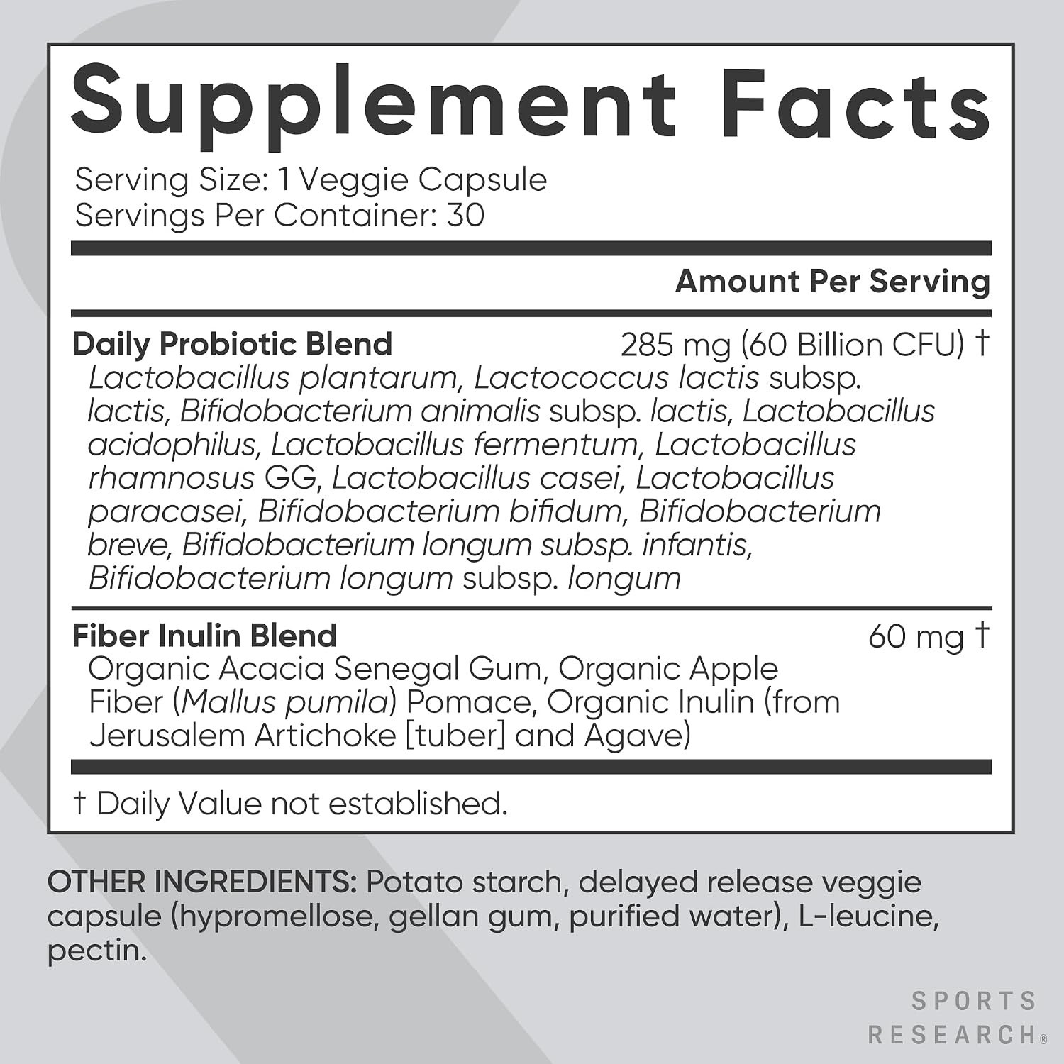 Daily Probiotics w/ Prebiotics 60 Billion CFU Vegan Gut & Digestive Health 30ct