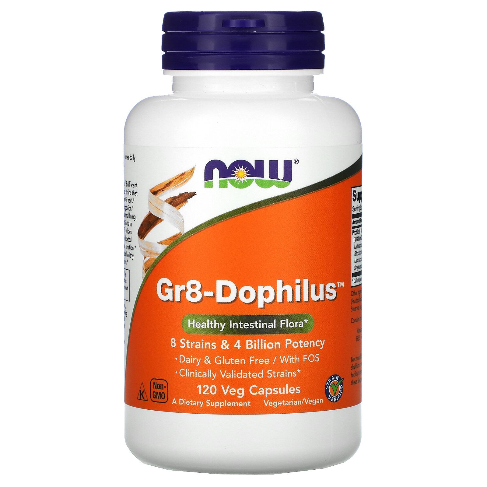 Now Foods Gr8-Dophilus 120 Veg Capsules Dairy-Free, GMP Quality Assured, Kosher