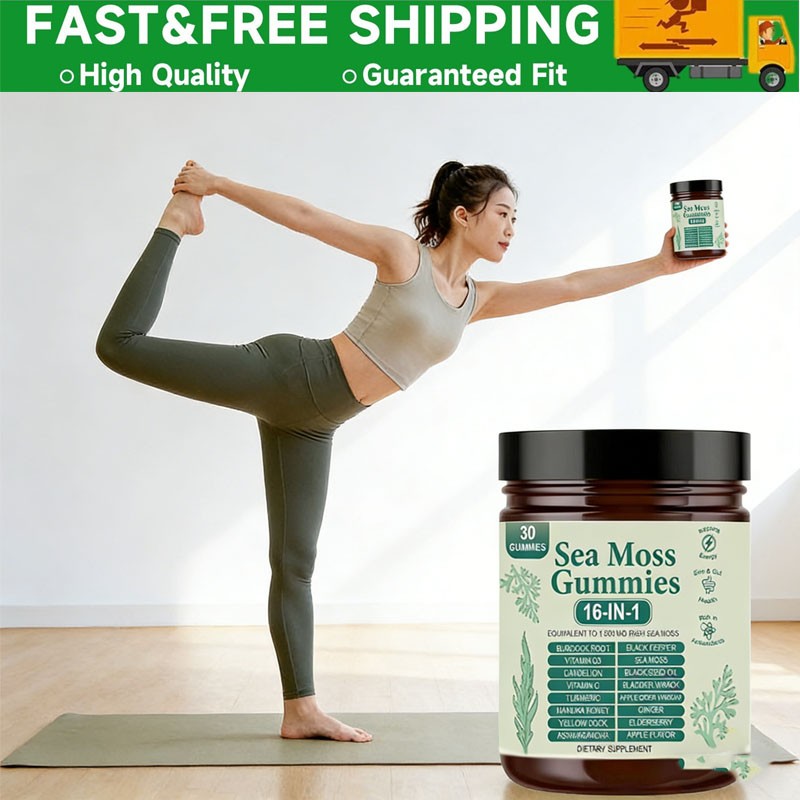 Quality 16 in 1 Organic Sea Moss Gummy | Irishmoss Extract 6000Mg | Green Apple
