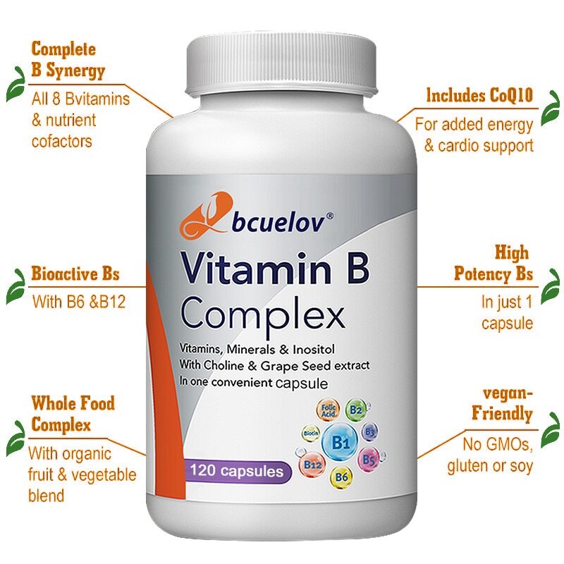 Vitamin B Complex 30/60/120Capsules B1,B2,B3,B5,B6,B12 w Minerals,Immune Support