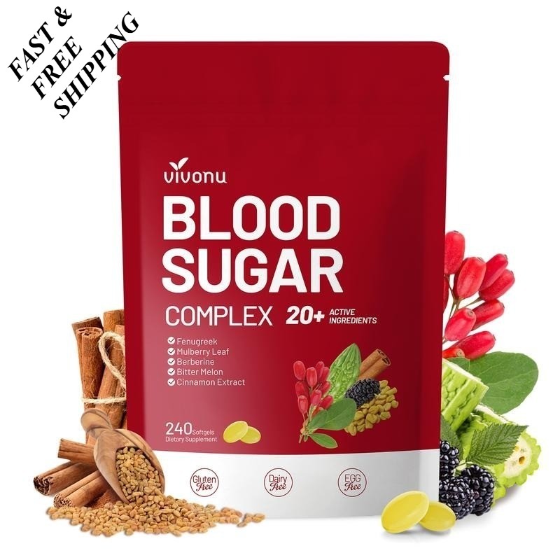 1-3 PCS Vivonu Blood Sugar Complex with 20+ Active Ingredients – 240 Softgels*/*