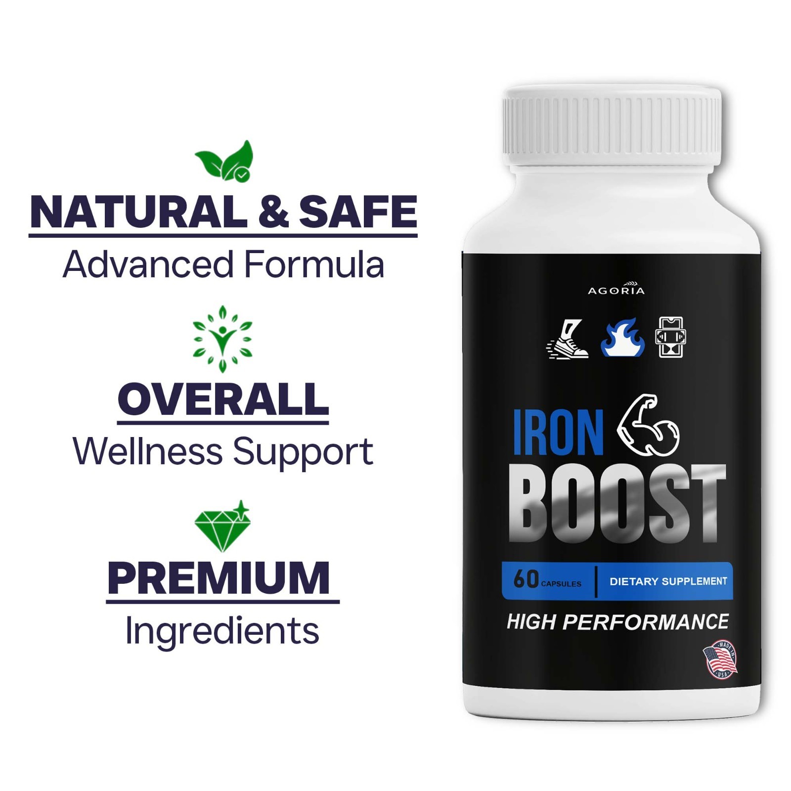 (6 Pack) Iron Boost High Performance Supplement, IronBoost Capsules