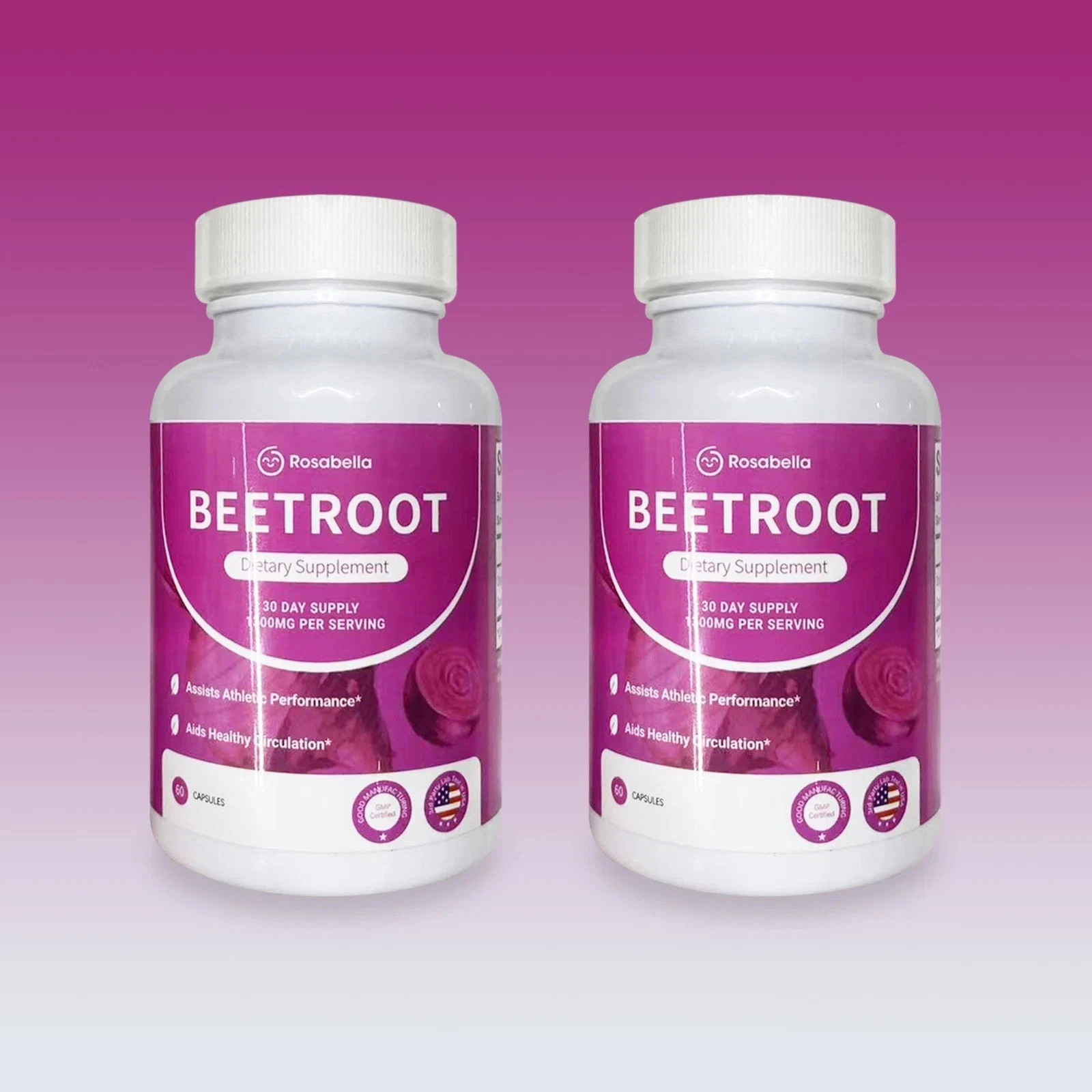 2X Rosabella Organic Beet Root 60 Capsules Natural Energy Boost Blood Pressure